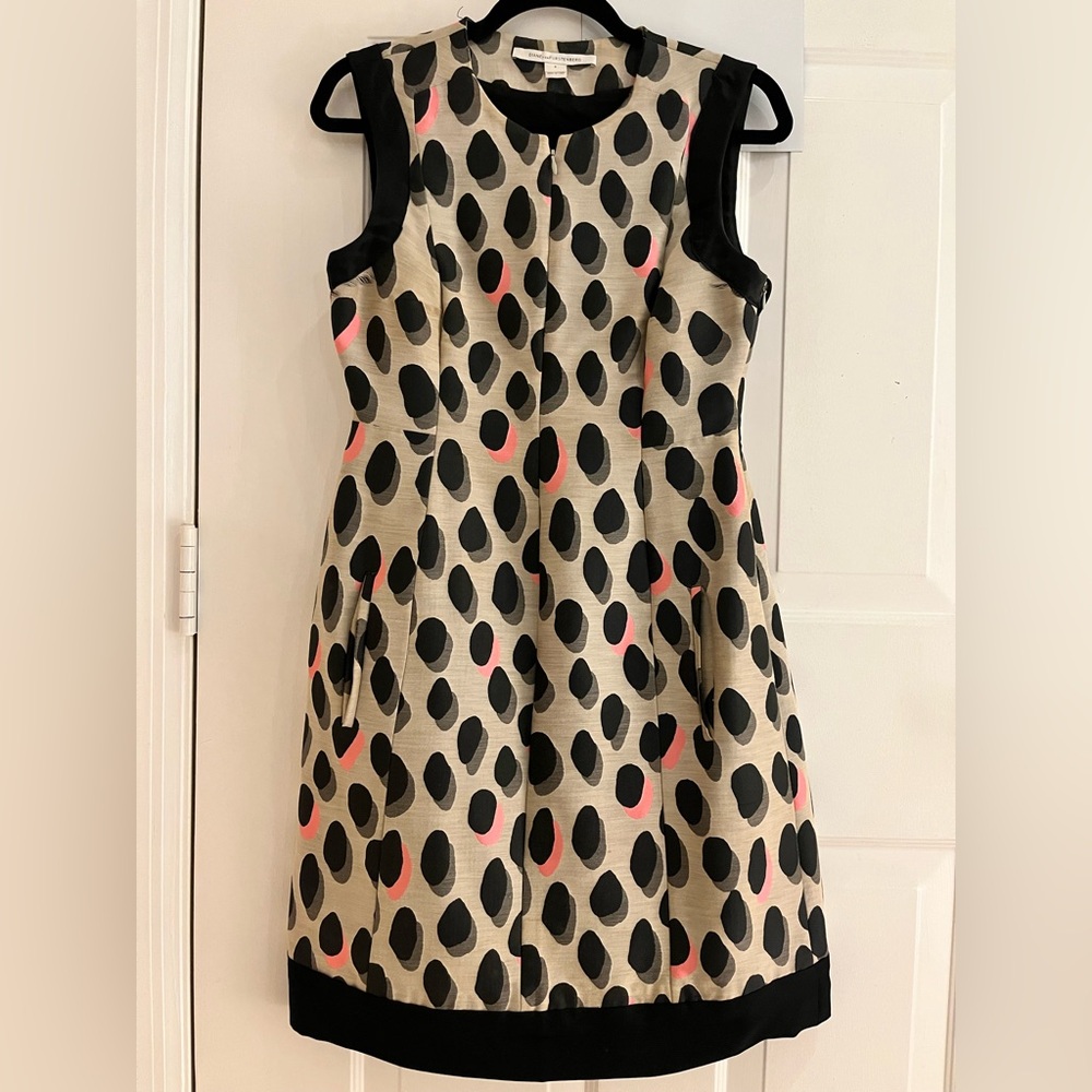 Diane Von Furstenberg Dress - Cream with black and pink polka dots